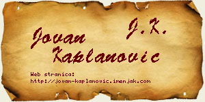 Jovan Kaplanović vizit kartica